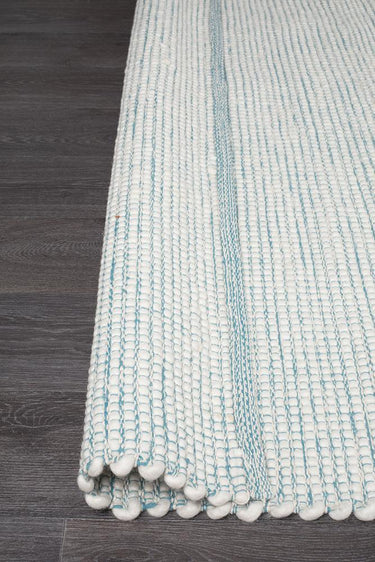 Freya Scandi Turquoise & White Flatwoven Wool Rug